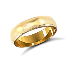 9ct Yellow Gold Standard Weight Court Profile Mill Grain Wedding Ring