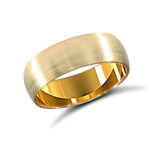 9ct Yellow Gold Standard Weight Court Profile Satin Wedding Ring