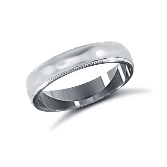 Palladium Standard Weight Court Profile Mill Grain Wedding Ring