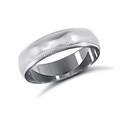 Palladium Standard Weight Court Profile Mill Grain Wedding Ring