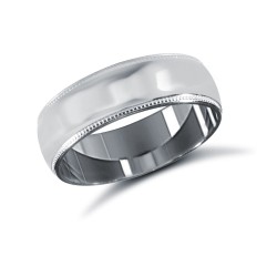 Platinum Standard Weight Court Profile Mill Grain Wedding Ring
