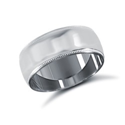 Platinum Standard Weight Court Profile Mill Grain Wedding Ring