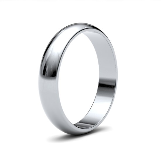 9ct White Gold 4mm Lightweight D-Jhape Profile Mirror Finish Wedding Ring