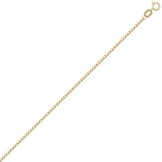 9ct Yellow Gold Flat Curb 1.5mm Gauge Pendant Chain