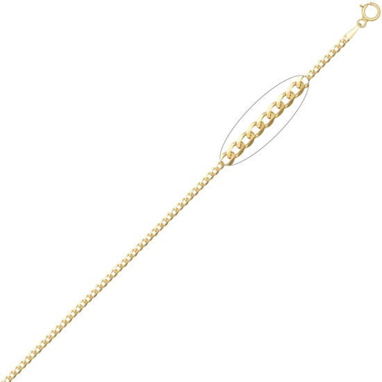 9ct Yellow Gold Flat Curb 1.9mm Gauge Pendant Chain