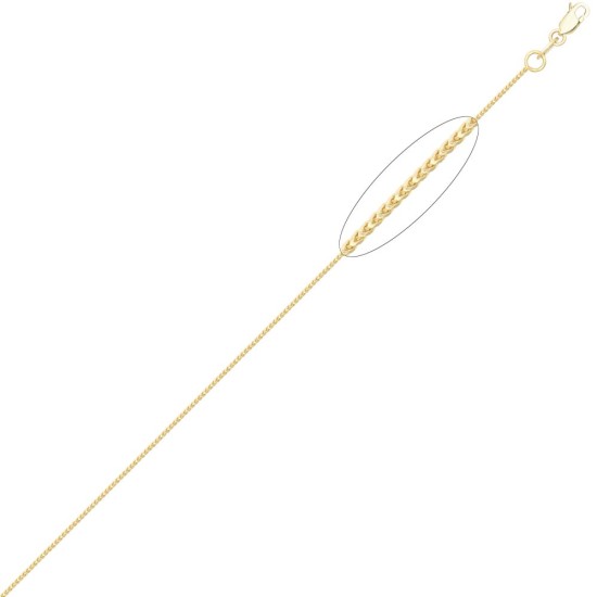 9ct Yellow Gold Franco Chain Diamond Cut 8 Side 0.9mm Gauge Pendant Chain
