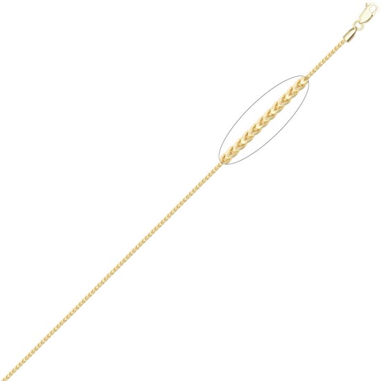 9ct Yellow Gold Franco Chain Diamond Cut 8 Side 1.2mm Gauge Pendant Chain