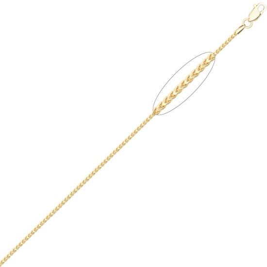 9ct Yellow Gold Franco Chain Diamond Cut 8 Side 1.7mm Gauge Pendant Chain