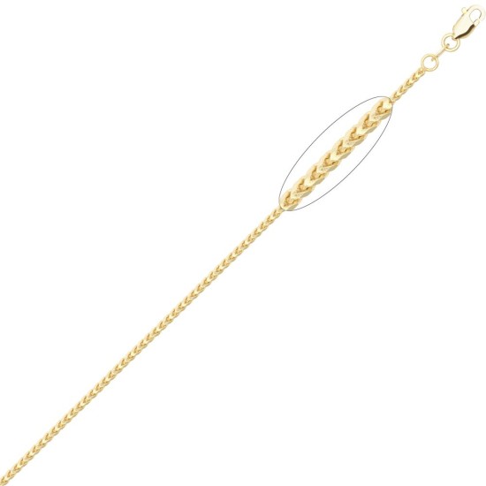 9ct Yellow Gold Franco Chain Diamond Cut 8 Side 1.9mm Gauge Pendant Chain