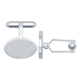 925 Silver Diamond Cut Oval Cufflinks Swivel Backs