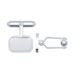 925 Silver Engine Turned Rectangular Cufflinks Swivel Backs