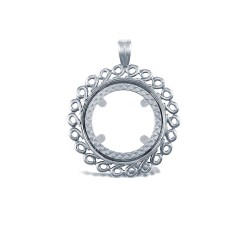 925 Silver Half Sovereign Pendant Mount Swirl Design