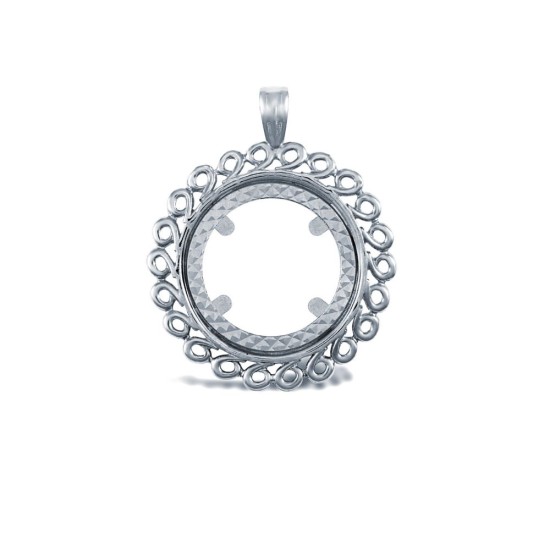 925 Silver Half Sovereign Pendant Mount Swirl Design