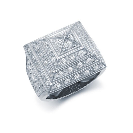 925 Silver CZ Set Pyramid Ring