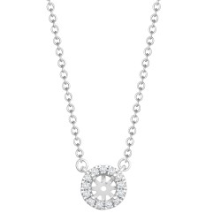 18ct White Gold 0.08ct Natural Diamond Halo Pendant with 16"-18" Chain Extender