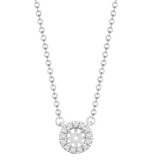 18ct White Gold 0.08ct Natural Diamond Halo Pendant with 16"-18" Chain Extender