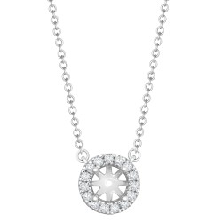18ct White Gold 0.15ct Natural Diamond Halo Pendant with 16"-18" Chain Extender