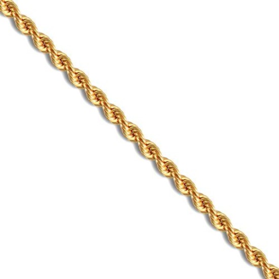 9ct Yellow Gold 4mm Gauge Hollow Rope Chain Bracelet