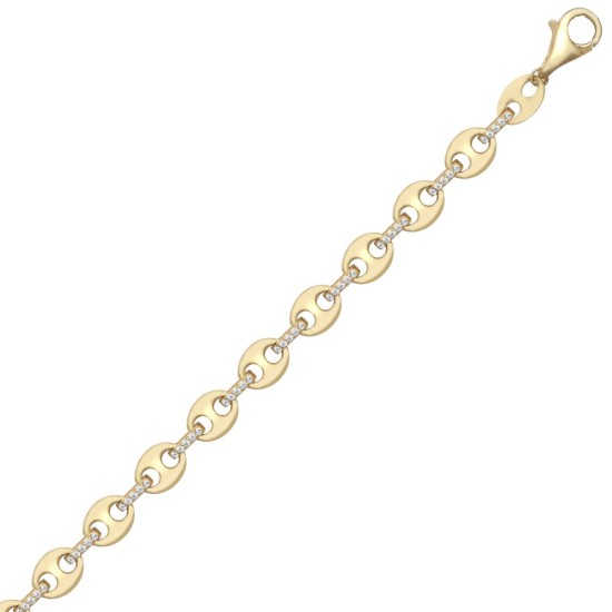 9ct Yellow Gold CZ Anchor Bracelet with Extender