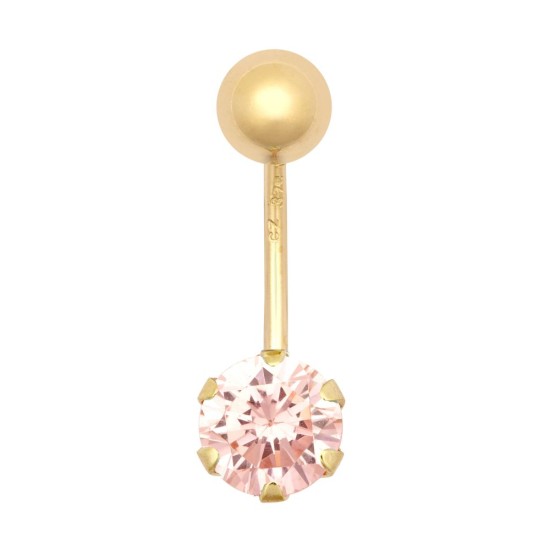 9ct Yellow Gold Cubic Zirconia Belly Bar