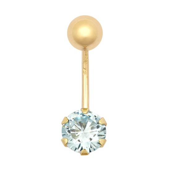 9ct Yellow Gold Cubic Zirconia Belly Bar