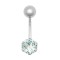 9ct White Gold Cubic Zirconia Belly Bar