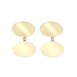 9ct Yellow GoldOval Art Deco Engine Turned Cufflinks Chain Back