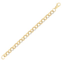 9ct Yellow Gold CZ set and Patterened Belcher 11mm Gauge Bracelet