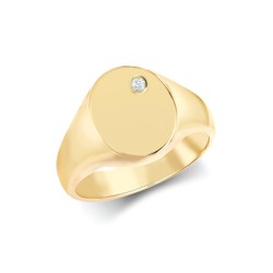 9ct Yellow Gold 0.06cts Diamonds Flush-set Oval Signet Ring
