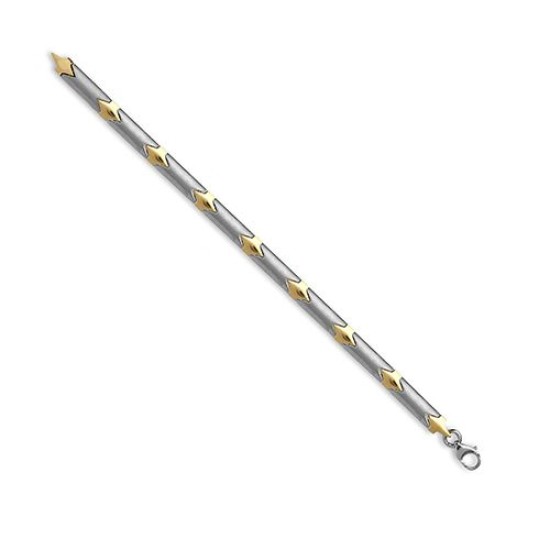 9ct White and Yellow Solid Bi Colour Bracelet