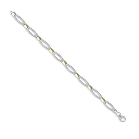 9ct White and Yellow Solid Bi Colour Bracelet