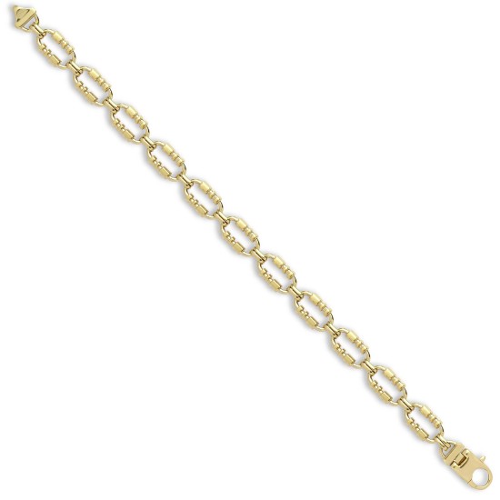 9ct Yellow Solid Rectangular Link Chain Bracelet