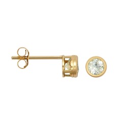 9ct Yellow Rub-over Set Sky Blue Topaz Stud Earrings