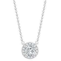 18ct White Gold 0.15ct Natural Diamond Halo Pendant with 16"-18" Chain Extender set with a 0.70ct G SI1 Diamond
