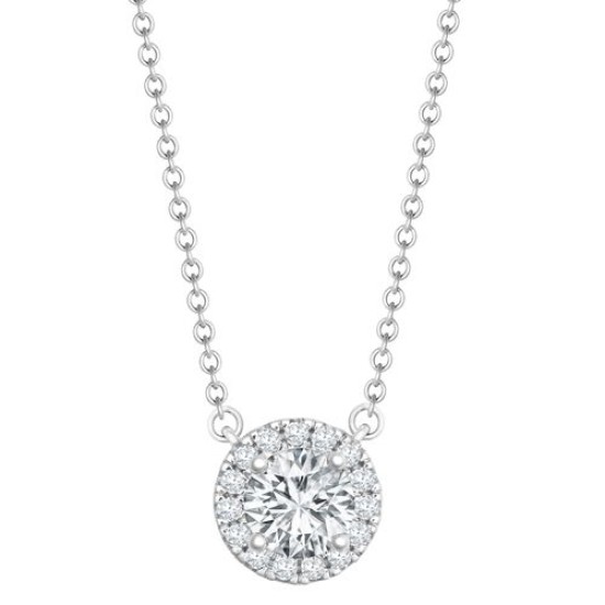18ct White Gold 0.15ct Natural Diamond Halo Pendant with 16"-18" Chain Extender set with a 0.70ct G SI1 Diamond