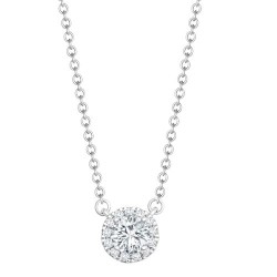 18ct White Gold 0.08ct Natural Diamond Halo Pendant with 16"-18" Chain Extender set with a 0.25ct J I1 Diamond