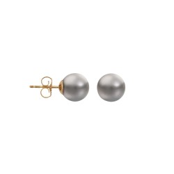 7.5-8mm premium quality grey cultured pearl Stud Earrings with a 9ct yellow gold post and butterfly fitting.