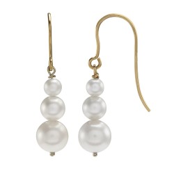 7mm premium quality freshwater pearl trilogy drop Earrings with a 9ct yellow gold Shepherd's Hook fitting. 7mm premium quality freshwater pearl trilogy drop Earrings with a 9ct yellow gold Shepherd's Hook fitting.