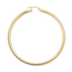 9ct yellow gold 3mm polished round-tube creole Hoop Earrings