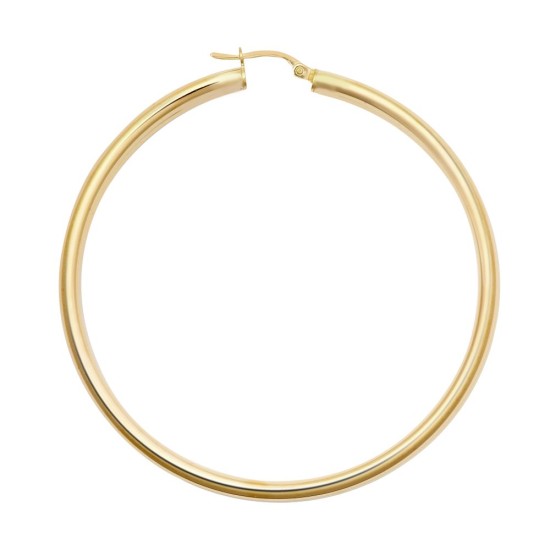 9ct yellow gold 3mm polished round-tube creole Hoop Earrings