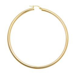 9ct yellow gold 3mm polished round-tube creole Hoop Earrings