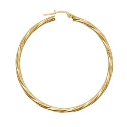 9ct yellow gold 2.5mm round-tube twisted creole Hoop Earrings