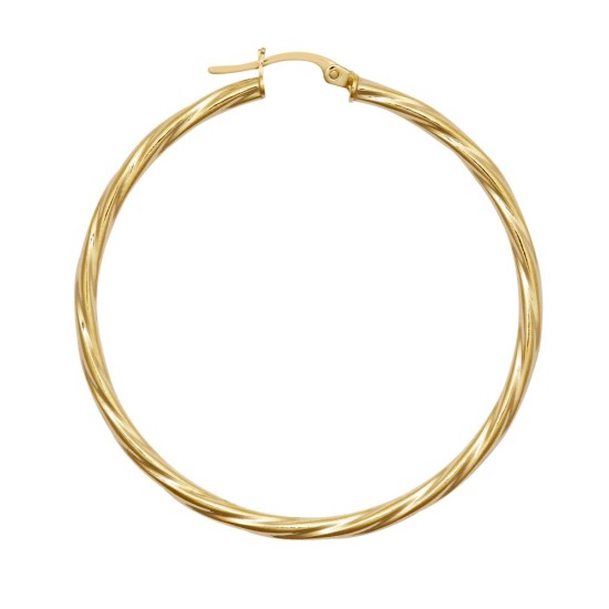 9ct yellow gold 2.5mm round-tube twisted creole Hoop Earrings