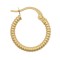 9ct Yellow Ribbed Polished hoop Earrings