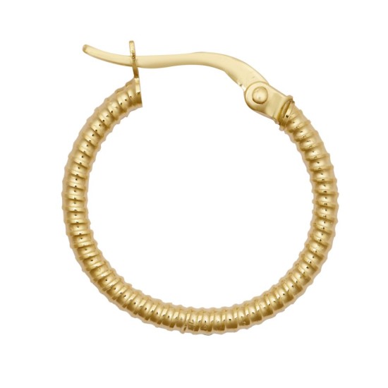 9ct Yellow Ribbed Polished hoop Earrings