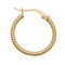 9ct Yellow Ribbed Polished hoop Earrings