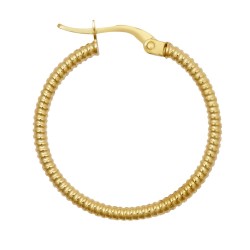 9ct Yellow Ribbed Polished hoop Earrings