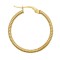 9ct Yellow Ribbed Polished hoop Earrings