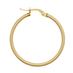 9ct Yellow Ribbed Polished hoop Earrings
