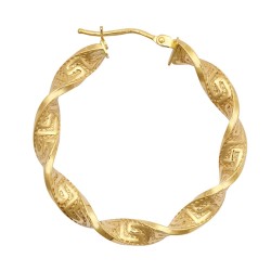 9ct Yellow Greek Key hoop Earrings